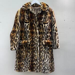 Vintage 1960s Leopard Tiger Print Faux Fur Coat Walter Kerner Party Girl Classic